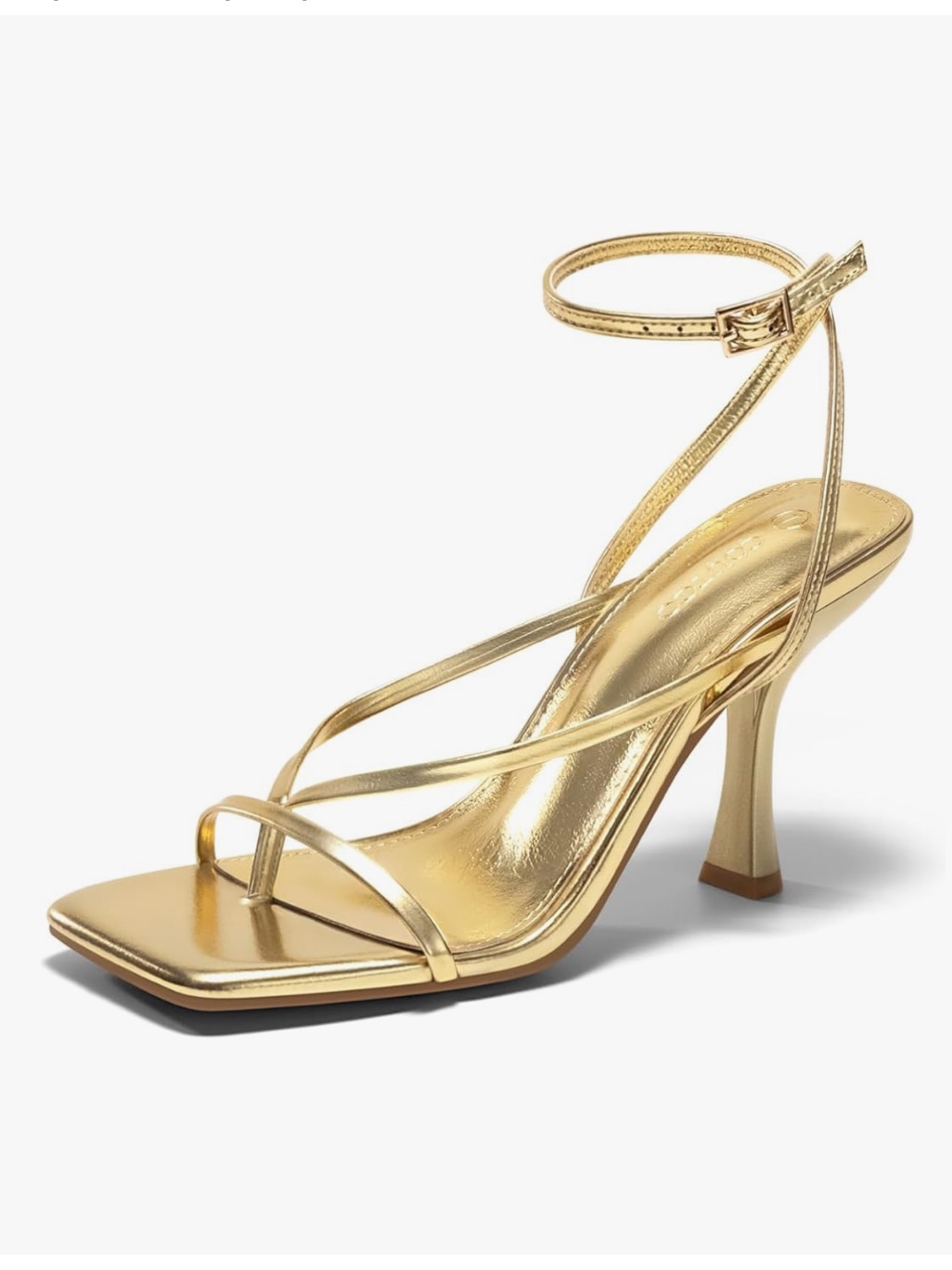 Gold Strappy Kitten Heel Sandals With Ankle Strap - Never Worn